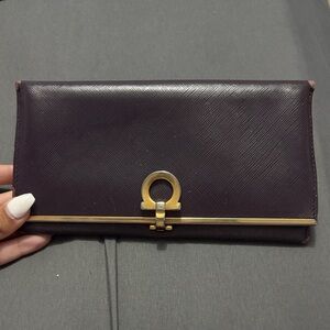 Salvatore Ferragamo Dark Purple Leather Wallet
